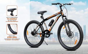 leader beast 26t mountain cycle for men with front suspension and dual disc brake with complete cycle accessories | without gear cycle ideal for 10+ years (frame: 18 inches) (26t, matt black)