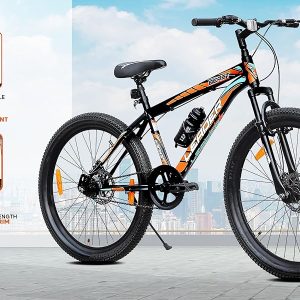 leader beast 26t mountain cycle for men with front suspension and dual disc brake with complete cycle accessories | without gear cycle ideal for 10+ years (frame: 18 inches) (26t, matt black)